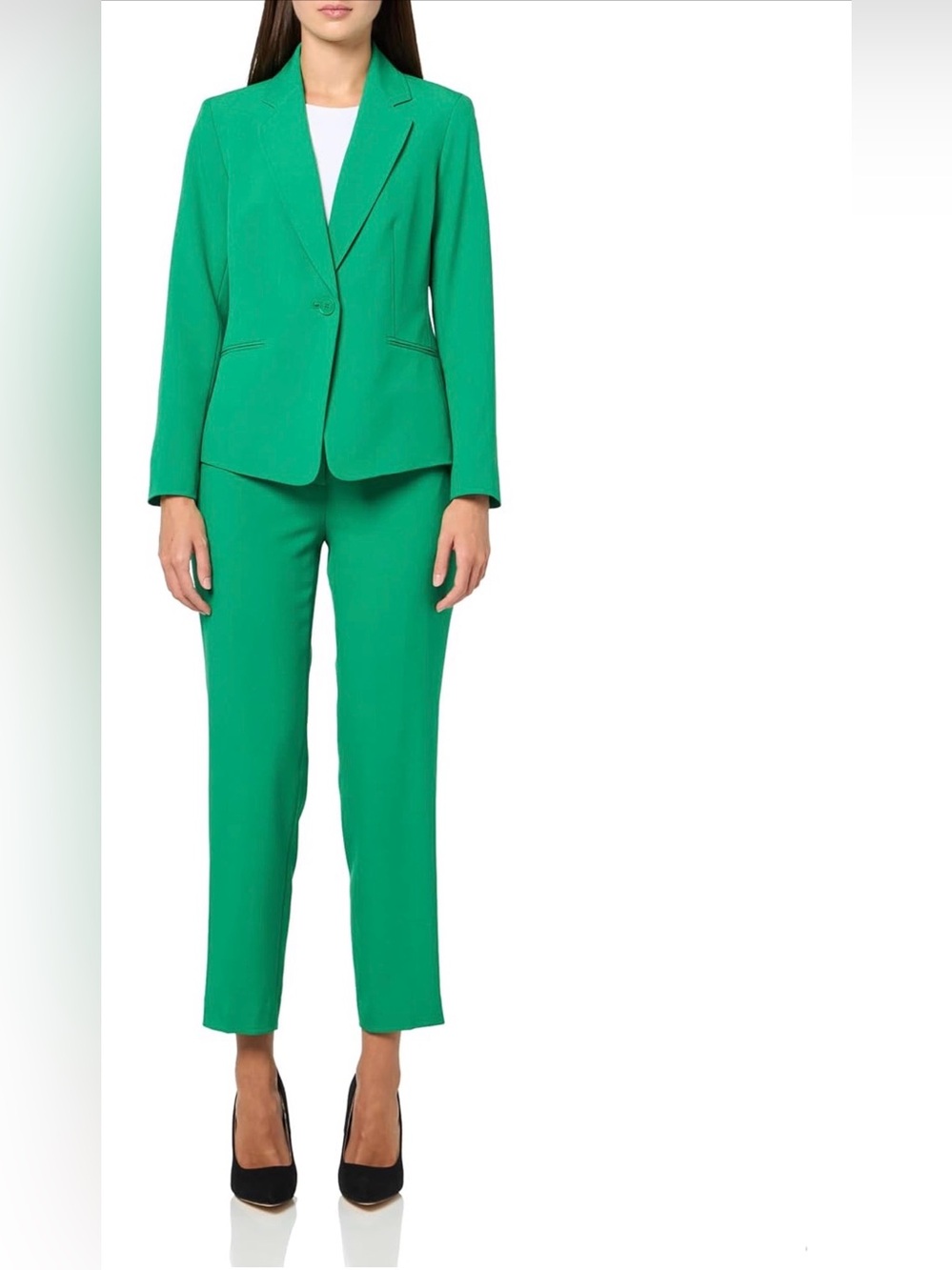 Le Suit Women's Crepe One-Button Straight-Leg Pantsuit Set 8